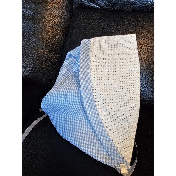 Seebo's Blue White Infant Baby Bonnet Aida Cross Stitch New Ready For A Project - Picture 2 of 4